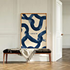 Soyut Duvar Sanatı - Mavi ve Bej, Modern Japon Duvar Sanatı