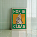 Komik Tavşan Banyosu: Retro Komik Hayvan Duvar Sanatı ( & )