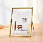resim çerçevesi, metal cam, dikey dikdörtgen RESİM  çerçevesi 25*20 CM gold renk