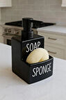  Seramik Sıvı Sabunluk ve Süngerlik | Şık ve Pratik Banyo MUTFAK  17 x 9 cm siyah renk