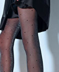 Intive Shiny Stil Puantiyeli Simli Parlak İpli 30 Den Siyah Külotlu Çorap- Şık Kombinleriniz İçin