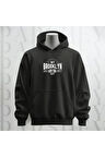NY Brooklyn Baskılı Kapüşonlu Sweatshirt Hoodie Kalın Kumaş 3 İplik Şardonlu