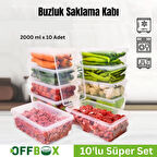 Offbox Buzluk Sebze Bakliyat Et Gıda Saklama Kabı - 2 Lt. - 10 Adet