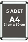 5 Adet A4 Alüminyum Çerçeve Rondo Köşe Aç Kapa Açılır Kapanır