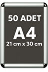 50 Adet A4 Alüminyum Çerçeve Rondo Köşe Aç Kapa Açılır Kapanır