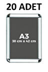 20 Adet A3 Eko Seri Çerçeve Rondo Köşe Aç Kapa Açılır Kapa