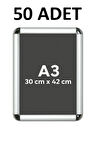 50 Adet A3 Eko Seri Çerçeve Rondo Köşe Aç Kapa Açılır Kapa