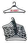Plastik Siyah Kalın Askı 36 Adet Kıyafet Askısı, Kuru Temizleme Askısı