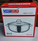 NET ÇELİK - HELVANE TENCERE KAPAKLI 30X15 CM - 10.5 LİTRE
