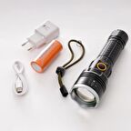 Yağmur Suyu Geçirmez 15Watt Süper LED Profesyonel Şarjlı El Feneri