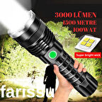 Gold Orion OR-A72 Alüminyum Alaşımlı El Feneri – 100W Güç, 3000 Lümen, 1500 Metre Menzil!