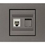 Ovivo Grano Metalik Antrasit RJ45 CAT6 Tekli Data Prizi