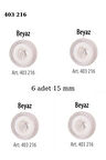 Beyaz Renk 6 Adet Beyaz Şeritli 15 mm Bebek Düğme, Bebek Kazak, Yelek, Gömlek Düğmesi 403 216