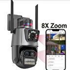 IP66 Su Geçirmez 9MP Çift Lensli 8X Zomlu Wifi PTZ Pollis Çakarlı GÜvenlik Kamerası