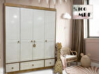 %100 MDF Panjur Ahşap Beyaz 4 Kapılı Bebek % Çocuk Gardırop