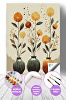 Pastel Çiçekler Sayılarla Boyama Seti, Hobi Seti, 40X50 Tablo, Fırça Boya, Numaralı Tuval
