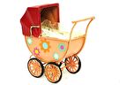 Dekoratif Metal Bebek Arabası Biblo Vintage Hediyelik
