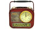 Dekoratif Metal Radyo Saatli Kumbara Vintage Biblo Hediyelik
