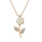 925 Ayar Gümüş Rose Beyaz Gül Kadın Gümüş Kolye