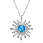 ​925 Ayar Gümüş Mavi Opal Taşlı Güneş Kadın Gümüş Kolye