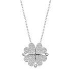 Gümüş Kalpli Açılabilen Yonca Kadın Kolye