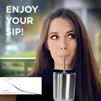 Çelik Pipet Paslanmaz Çelik Metal Meşrubat Pipeti Ve Pipet Temizleme Fırçası Seti 5 Parça