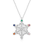 925 Ayar Gümüş Renkli Taşlı Kar Tanesi Kadın Gümüş Kolye