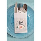 Kumaş Dokulu Soft Gold Afiyet Olsun Yazılı Cepli Sunum Peçetesi