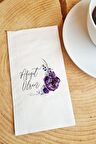 Sunum Peçetesi Mor çiçekler-Afiyet olsun yazılı kağıt peçete