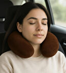 Peluş U Tipi Boyun Yastığı Yumuşak ve Ergonomik Seyahat Konforu