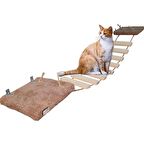 Barış Dizayn Peluş Basamaklı Kedi Köprüsü Peluş Raf Duvar Kedi Yolu Parkur Kahve (130cm)