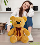 Tatlı Papyonlu Peluş Ayıcık – Sevimli Oturan Ayı, Çocuk Hediyesi