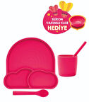 BABYCHEFS %100 PREMIUM SİLİKON 4'LÜ MAMA SETİ VAKUM SİSTEMLİ PEMBE (SİLİKON VAKUMLU KASE HEDİYE)