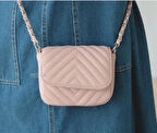 Pembe  Zincir Askılı Mini Çanta