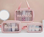3 Adet Pvc Su Geçirmez Seyahat Makyaj Çantası  Seyahat Saklama Çantası Seti