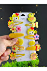 Sarı Hayvan Tema 13 Lü Set Çocuk Saç Tokası Seti Çoklu Figürlü Toka Set