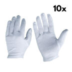 Unisex Beyaz 10 Çift Garson & Bando & Pandomim & Gösteri & Merasim Eldiveni