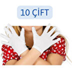 Beyaz Renk 10 Çift 6 - 9 Yaş Unisex Çocuk & Bando & Pandomim & Gösteri & Merasim Eldiveni & 23 Nisan & 19 Mayıs & 29 Ekim