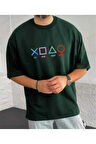 malkoçbey play game baskılı oversize unisex basic t-şihirt