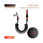 Plasyay Spiral Bahçe Sulama Veranda Balkon Araç Yıkama Kelepçe Adaptörlü ve Ayarlı Nozul (Lans) Başlıklı Siyah Inci 3.5 Metre