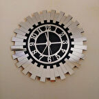 Dekoratif Modern Duvar saati Gümüş Ayna 60 cm