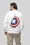Avengers Kaptan Amerika Kalkan Baskılı Unisex Oversize Marvel Sweatshirt