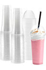 Plastik Şeffaf Bardak Kapaklı Milkshake Bardağı Kahve Bardağı Soğuk Içecek Bardağı 400-450ml 20 Adet