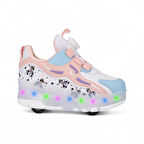 Majhi Rocky Patenli Çocuk Ortopedik Işıklı Tekerlekli Patenli Spor Kaykay 4 Tekerli Ayakkabı