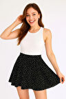 Kadın Şort Etek Puantiye Desenli