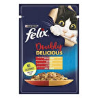 Felix Çifte Lezzet Sığır Etli ve Tavuklu Konserve Kedi Maması 85 Gr 26'lı
