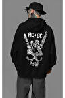 Rock Metal Müzik Grubu Baskılı Unisex Oversize AC DC Hoodie