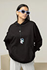 Tasarım Astronaut Baskılı Unisex Oversize Hoodie