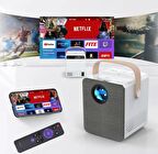 Android 4K Destekli Wi-Fi + Bluetooth LCD LED Projeksiyon Cihazı - 220 Inç Yansıtma - Audio Hoparlör