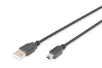 USB 2.0 Bağlantı Kablosu, USB A Erkek - USB mini B (5 pin) Erkek, 1 metre, AWG 28, USB 2.0 uyumlu, UL, siyah renk